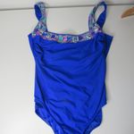 Gabar Swimsuit One Piece Cobalt Blue Metallic Retro Look Women Med Made in USA Photo 5