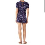 Louna Womens Navy Floral Puff Sleeve Romper Size M Blue Size M Photo 1
