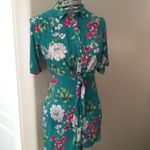 Bershka Kelly green floral tie front shirt dress Photo 2