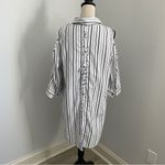 Unique spectrum  Monochrome‎ Striped Shirt XL White Black Cold Shoulder Button Up Photo 2