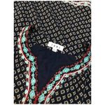 THML Faye Boho A Line Embroidered Halter V Neck Geometric Dress Navy L Photo 8