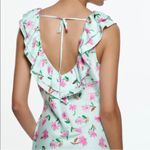 ZARA NWOT Blue ruffled floral midi vneck dress. Photo 4