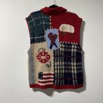 Eddie Bauer  American Cabin Themed Button Up Wool Sweater Vest Size Medium Photo 73