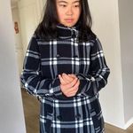 Ike Behar women’s double breasted fleece coat peacoat black/Ivory plaid Sz M Black Size M Photo 2