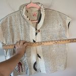 Cupcake‎ Abstract Cream Lotus Print Single Button Shirt Sz XL Black Photo 3