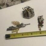 Lot Of 3 Gold Tone Christmas Holiday Brooch Pins Gift Box / Angel / Candy Cane Photo 11