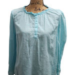 kim rogers Womens Top PL Blue Long Sleeve Button Up Embroidered Blouse Photo 0