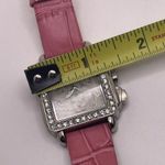 Working Women’s CANNES Pink Leather Band Rhinestone Silver Tone Bezel Watch Photo 8