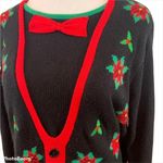 Jolly Sweaters ugly Christmas sweater Poinsettia Black Size L Photo 3