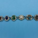 VINTAGE Sarah Coventry Silver Tone Faux Gemstone Cabochon Panel Bracelet Photo 4
