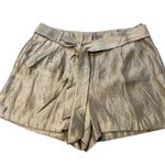 Loft Champagne Shimmer Pleated Tie Waist Shorts Photo 3