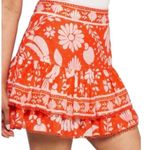 Farm Rio Bright Orange Jungle Floral Tiered Ruffle Mini Skirt Size Medium Photo 1