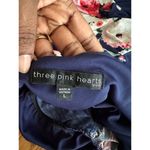 Three Pink Hearts Floral Halter Maxi Dress Pink Navy Front Slit Keyhole Back L Size undefined Photo 5