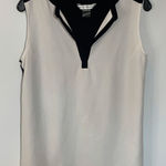 Peter Nygard  Sleeveless Black White V Neck Blouse Size 10 Photo 0