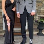 BCBGMAXAZRIA Black Satin Halter Dress Photo 9