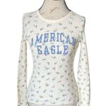American Eagle  Outfitters Womens XS Top Floral Thermal Waffle Knit Long Sleeve Photo 1