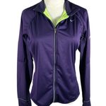 Nike Dri-Fit Full Zip Running Jacket Purple Lime M Reflective Pockets 384423-535 Photo 0