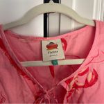 Farm Rio  Pink Red Lobster Babydoll V Neck Tie Front Dress Photo 2