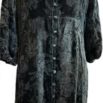 Johnny Was Natalia Silk Midi Dress Button Up Velvet Burnout Womens Small Green Photo 8