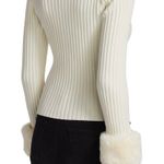 WAYF Faux Fur-Trimmed Zip Cardigan Photo 1