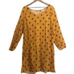 Old Navy  Mustard Yellow Red Floral Long Sleeve Keyhole Mini Midi Flowy Dress Photo 0