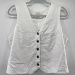 J. Crew Women's White Button Front Linen Blend Vest Size 14 City Preppy Photo 0