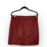 Maurice's  Maroon Faux Suede Button Front Mini Skirt Boho 70s Fall Style 12 Photo 2