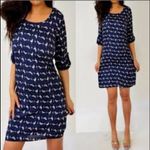 Lila Rose Lily Rose Navy Blue Bird 3/4 Sleeve Polyester Dress; Medium Photo 1