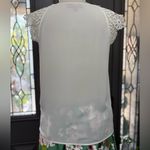 Philosophy Light Ivory Lace Cap Sleeve Pleated Neckline Blouse | Size M White Size M Photo 1