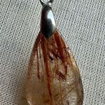 Rutilated quartz teardrop pendant necklace on cord Photo 4