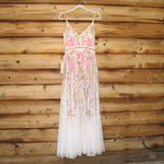 Mac Duggal  5671 Beige V Neck Floral Embellished Spaghetti Strap Gown Dress Photo 11