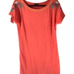 Talbots T Shirt Dress Embroidered Tie Sleeves Slub Knit Orange S? Photo 0