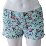 Levi's Turquoise Floral Denim Low Rise Shorty Shorts Size 5 Photo 1