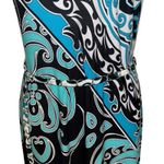 CACHE Teal Black White Paisley Sleeveless Chain Belt Maxi Dress EUC Small Blue Photo 4