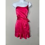 Selfie Leslie DONT WAIT UP ONE SHOULDER WAIST TIE DRESS BARBIE HOT PINK SIZE M Photo 4