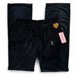 Juicy Couture Bling Y2K Black Velvet Fleece Rhinestone Embellished Pants XL Photo 3
