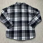 Source Unknown Black and White Plaid Flannel Shirt Jacket with Sherpa Lining Warm Oversized Med Photo 4