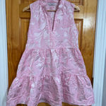 Amanda Uprichard Pink Jacquard Mini Dress Floral Sleeveless Ruffle Neck Size M Photo 0
