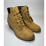 Timberland Women's Amston Wedge High Heel Wheat Suede Leather Boots SIZE 9 Photo 0