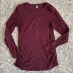Old Navy  Maternity Long-Sleeve Henley Top in Raisin Arizona Photo 1