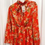 Forever 21 Bird with flower orange dress with neck bow tie Photo 0