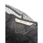 ZARA  BASIC‎ COLLECTION top M black sheer mesh embroidered babydoll shirt floral Photo 1