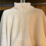 American Eagle NWT  Sherpa Fleece Cream Cowl Neck Quarter Zip Sweater Photo 3