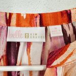 Belle‎ Kim Gravel Blouse Medium Multicolor Abstract Print Long Sleeve Top Orange Photo 2