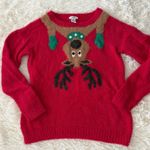 Kela Ugly Christmas Sweater Womens M Red Fuzzy Reindeer Holiday Pullover Size M Photo 0