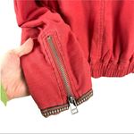 Free People  Flight Line Oversized Military Red Bomber Jacket Size XS Embroidered Photo 7