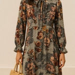 Anthropologie  Antoinette Women's Floral Tie-Neck Dress‎ sz L Euro-Summer Chic Photo 0
