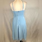 Ice blue flowy pleated chiffon halter dress size small Photo 2
