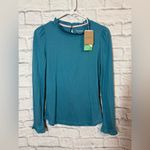 Boden Teal Long Sleeve Ruffle Top NWT, sz 2 Blue Photo 2