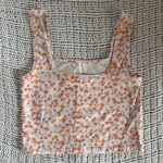 Cotton On Floral Crop Tank Top White Pink Orange Size Medium Photo 1